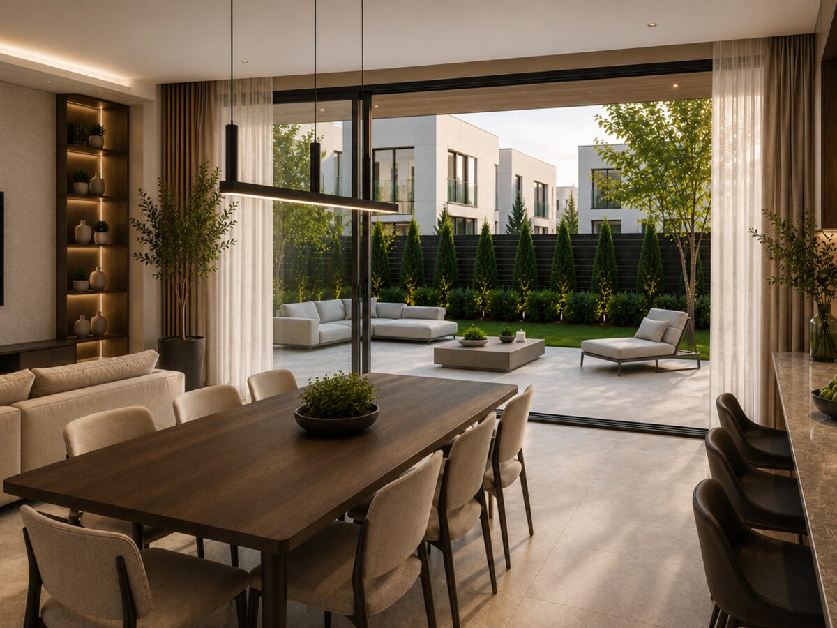 MTM Luxury Villas — conceptual presentation image of interior living and dining space